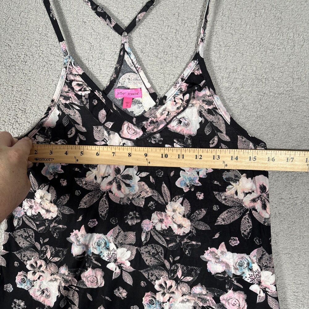 Betsey Johnson Floral Nighty Women’s Size S Black Purple Flowers Mini Night Cami - Picture 7 of 10